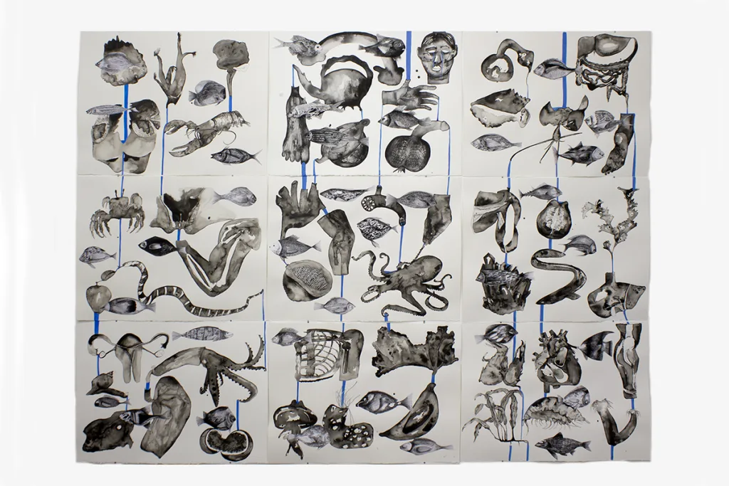 Ohan Breiding Fragments/whole (1-9), 2020-2021 Ink and charcoal on paper 66 x 90 in (167.6 x 228.6 cm) OG2886 $10,000