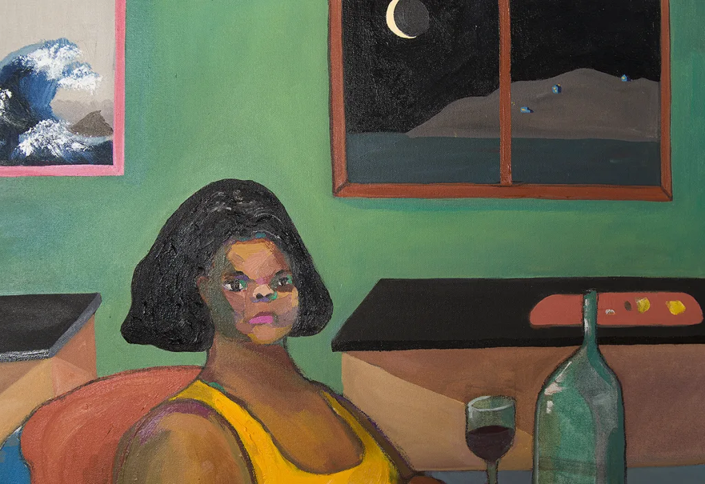 A detail image of female that is drinking a wine