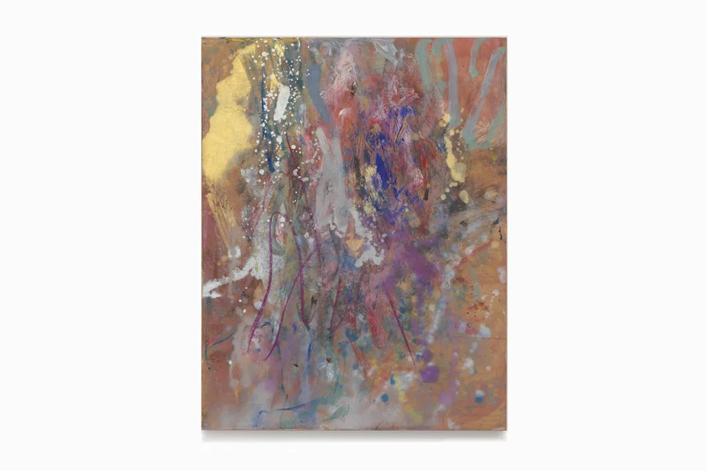 An abstract painting that overlaps multiple iridescent hues