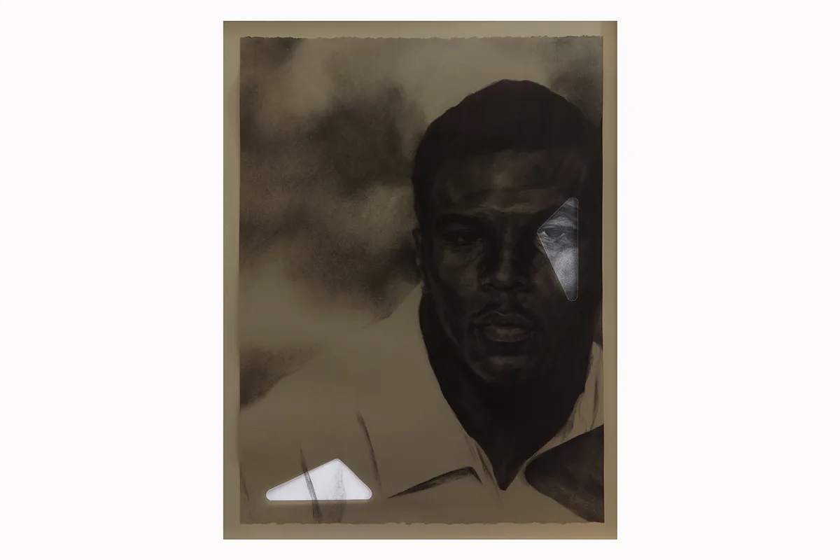 A charcoal on paper work by Shaun Leonardo