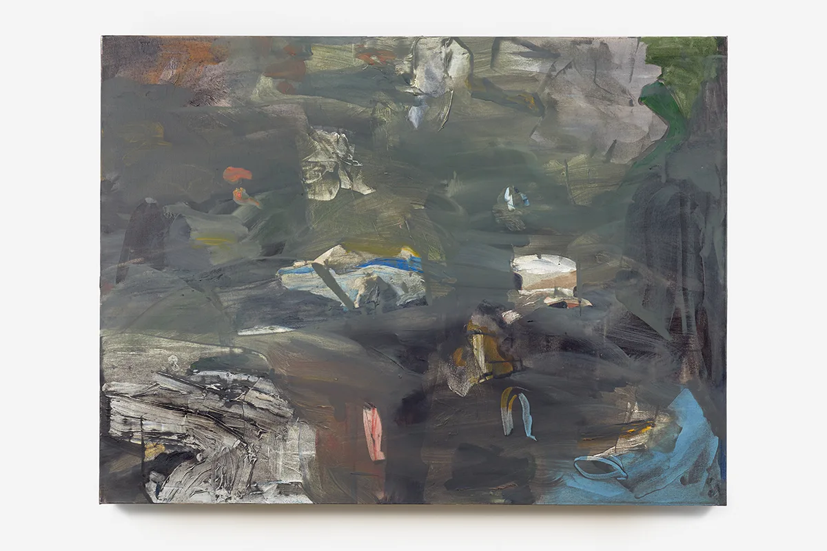 An abstract painting by artist b chehayeb with broad brushstrokes and vivid colors.