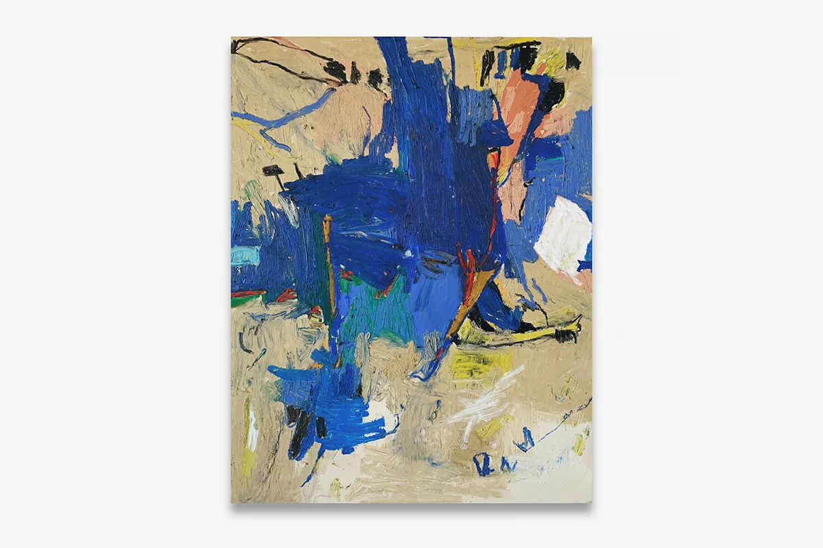 An abstract painting by artist b chehayeb with broad brushstrokes and vivid colors.
