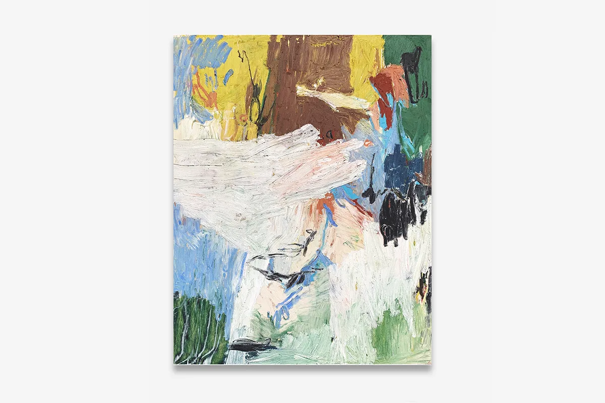An abstract painting by artist b chehayeb with broad brushstrokes and vivid colors.