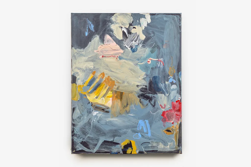 An abstract painting by artist b chehayeb with broad brushstrokes and vivid colors.