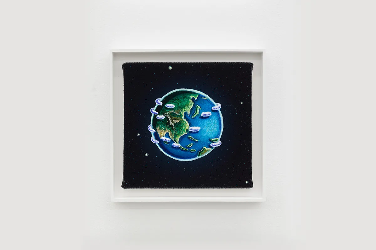 A painting by artist Matthew F Fisher of the Earth from space.