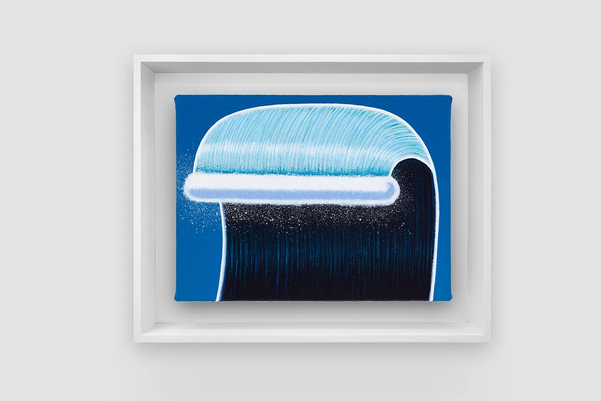 A painting by artist Matthew F Fisher of a standing wave from the ocean.