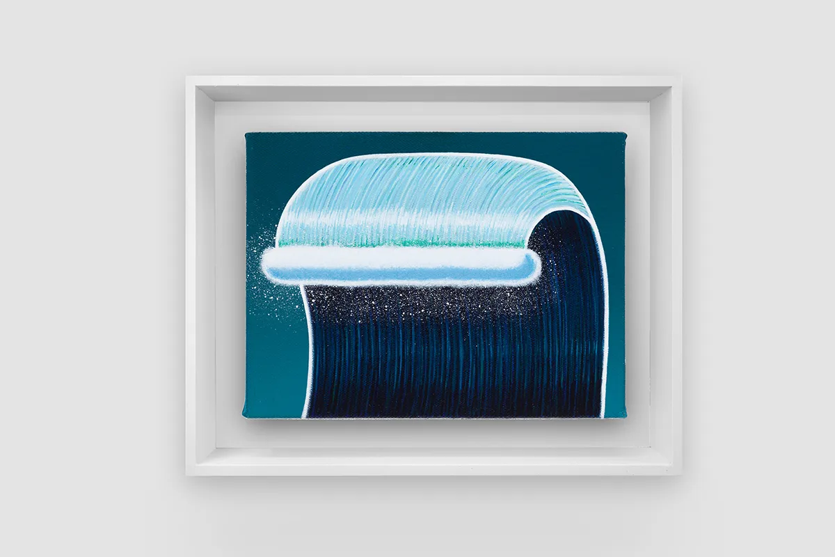A painting by artist Matthew F Fisher of a standing wave from the ocean.