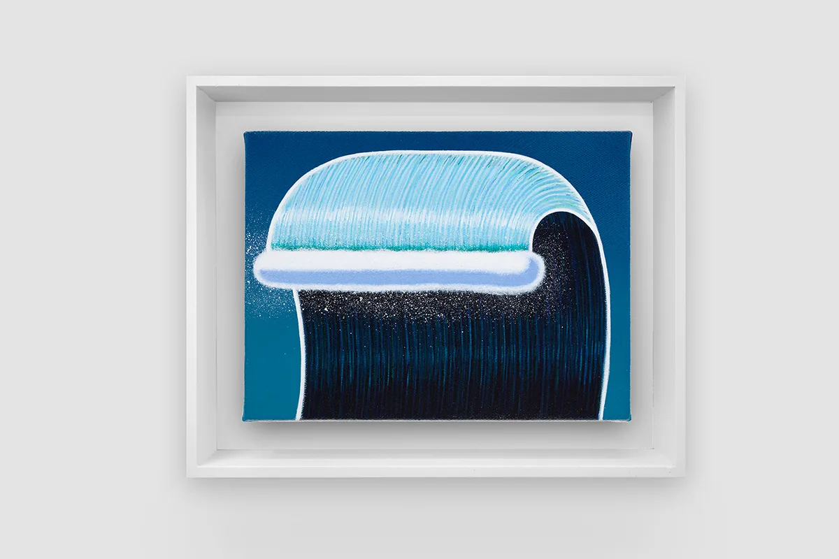 A painting by artist Matthew F Fisher of a standing wave from the ocean.
