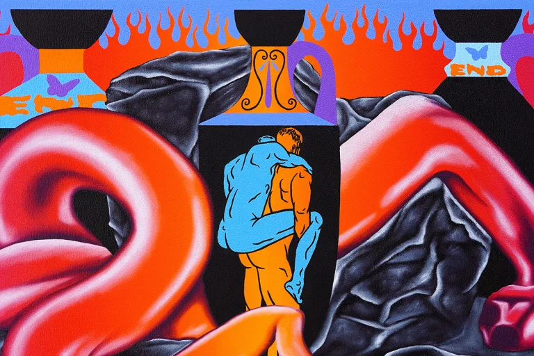 Paul Anagnostopoulos - Not Afraid Of A Bite - 2022 - Acrylic and oil on wood panel - 12 x 16 in (Detail)agnostopoulos_Not_Afraid_Of_A_Bite_2022_acr_oil_wood_panel_12x16in_Cropped2_WEB