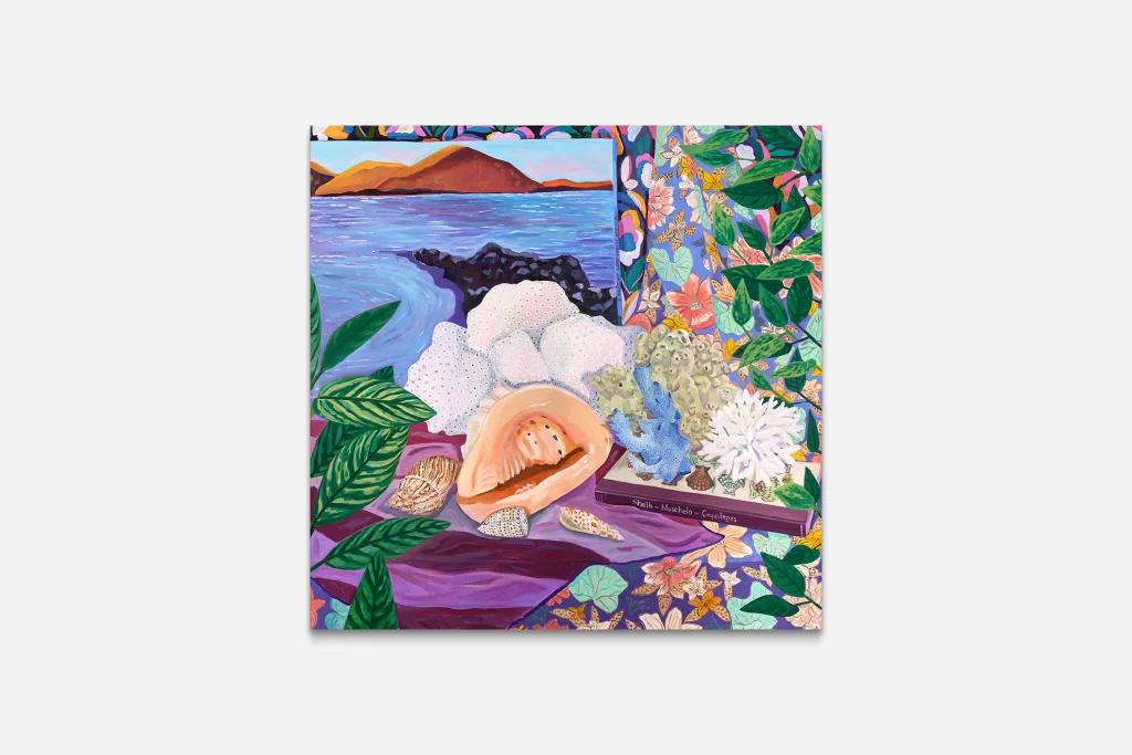 Anna Valdez - Landscape with Shells and Coral - 2022 - Oil and acrylic on canvas - 48 x 48 in