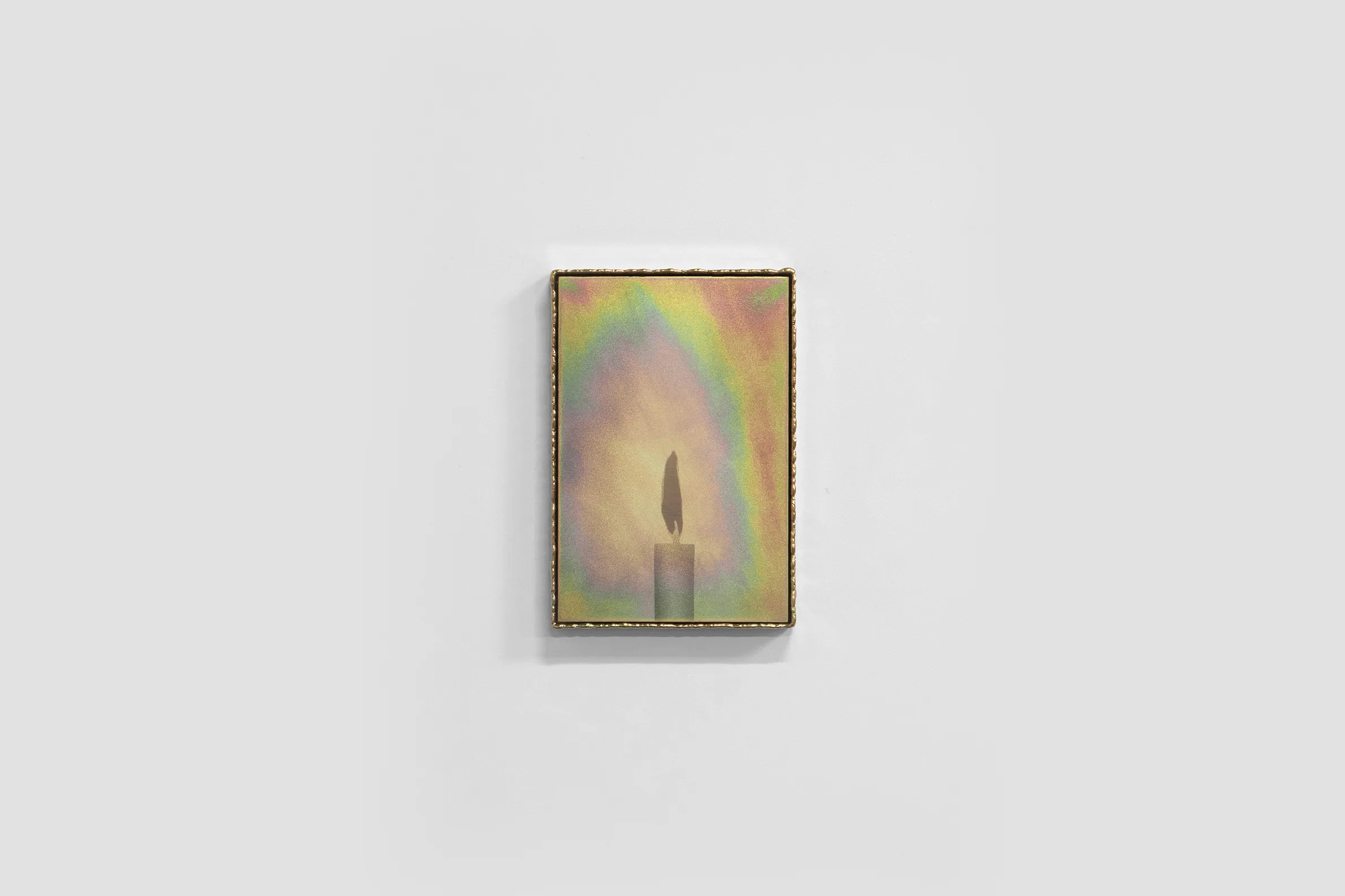 Devin Farrand - Candle - 2022 - Sandblasted yellow zinc plated steel - 12.5 x 8.5 x 1 in