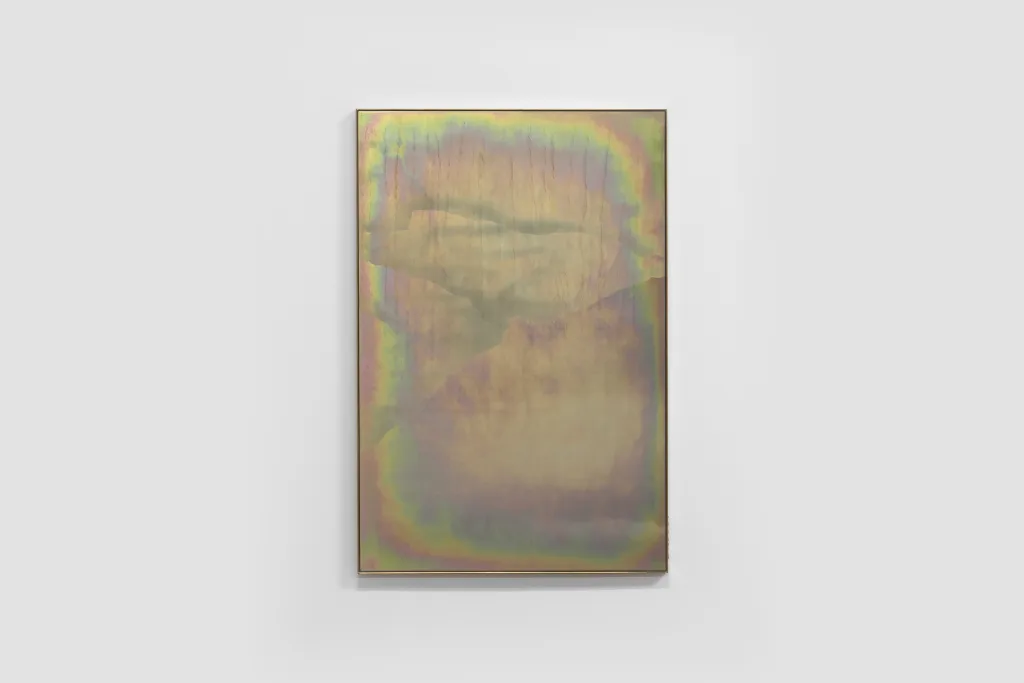 Devin Farrand - Plate (Breakfast View) - 2021 - Sandblasted yellow zinc plated steel - 36 x 24 x 1 in
