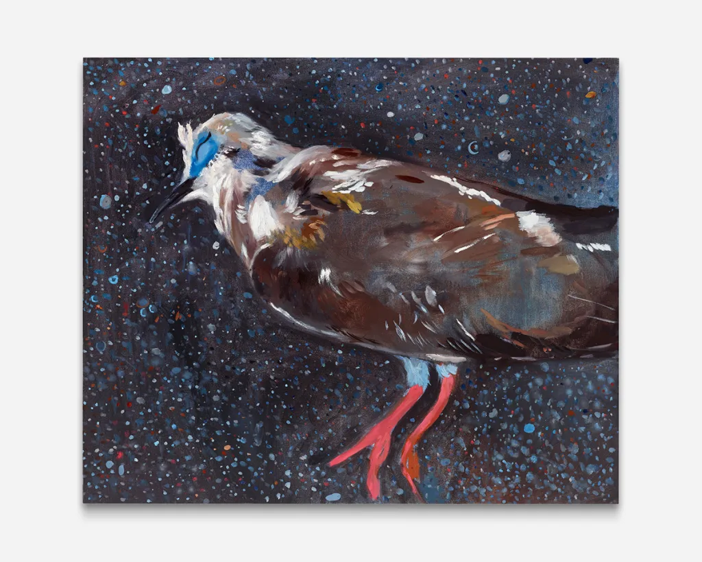 a laying birth with its eyes closed