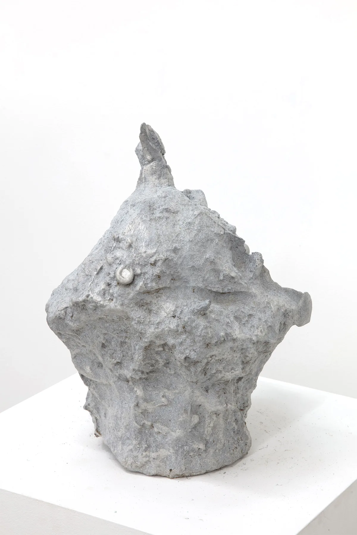 sculpture head with grooves and coarse textures