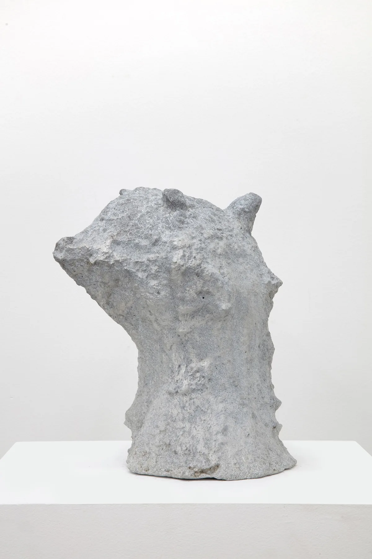 sculpture head with grooves and coarse textures