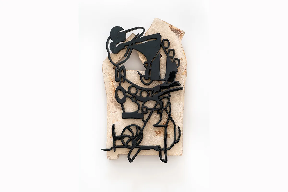 Sam Shoemaker Dog Walker, 2021 Oak sawdust, cloned Ganoderma mushroom mycelium, plywood, epoxy 38 x 22 x 4 in (96.5 x 55.9 x 10.2 cm) (O2022-SSM3647)