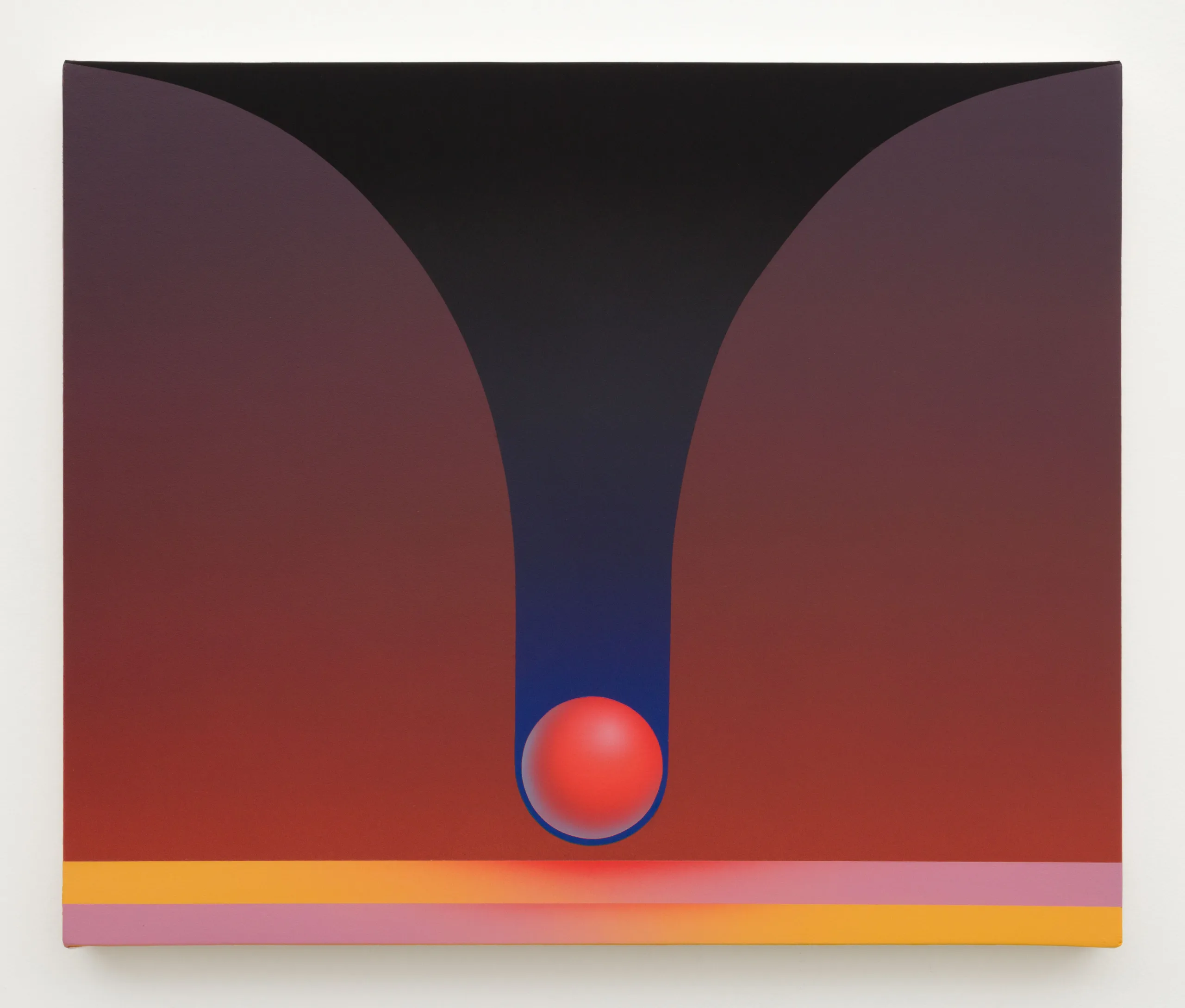 A sphere dips into the center of the image